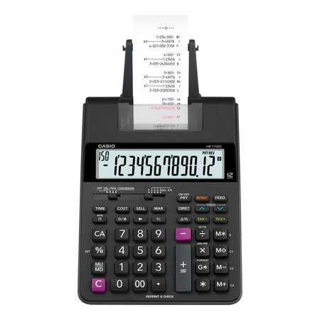 CASIO HR170R Printing Calculator, 12-Digit, LCD HR-170RC